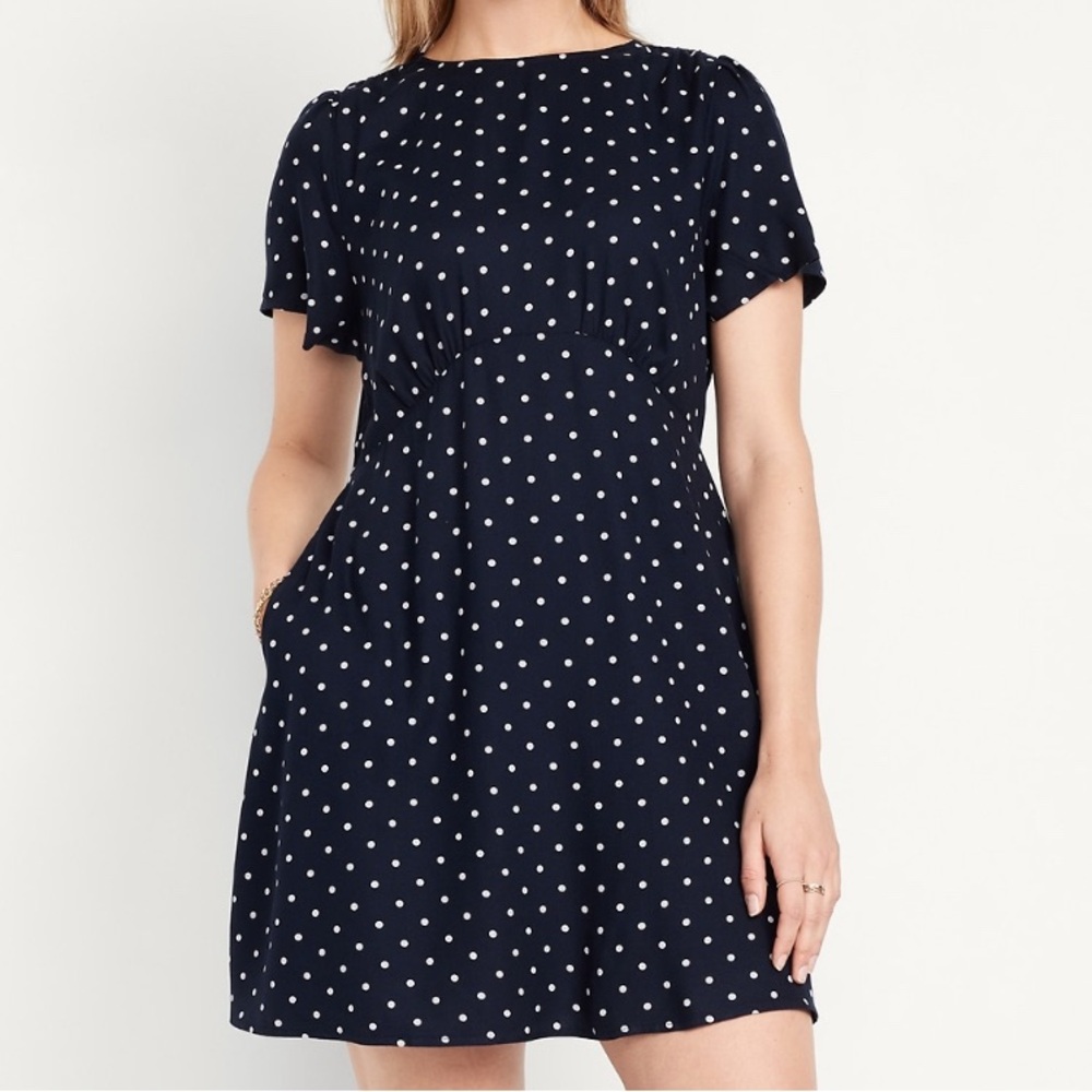 Old Navy Navy Blue Polka Dot Mini Dress